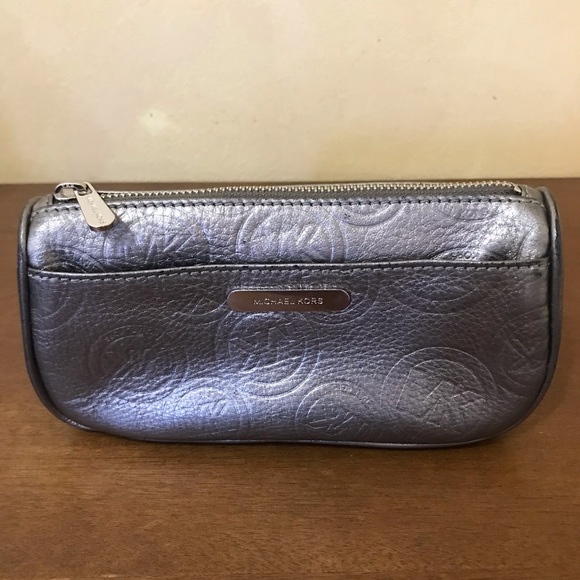 Michael by Michael Kors Silver Embossed Makeup Bag - Picture 1 of 8